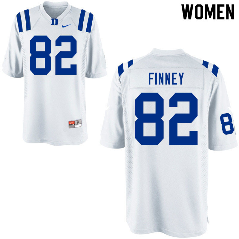 Women #82 Cole Finney Duke Blue Devils College Football Jerseys Sale-White - Click Image to Close